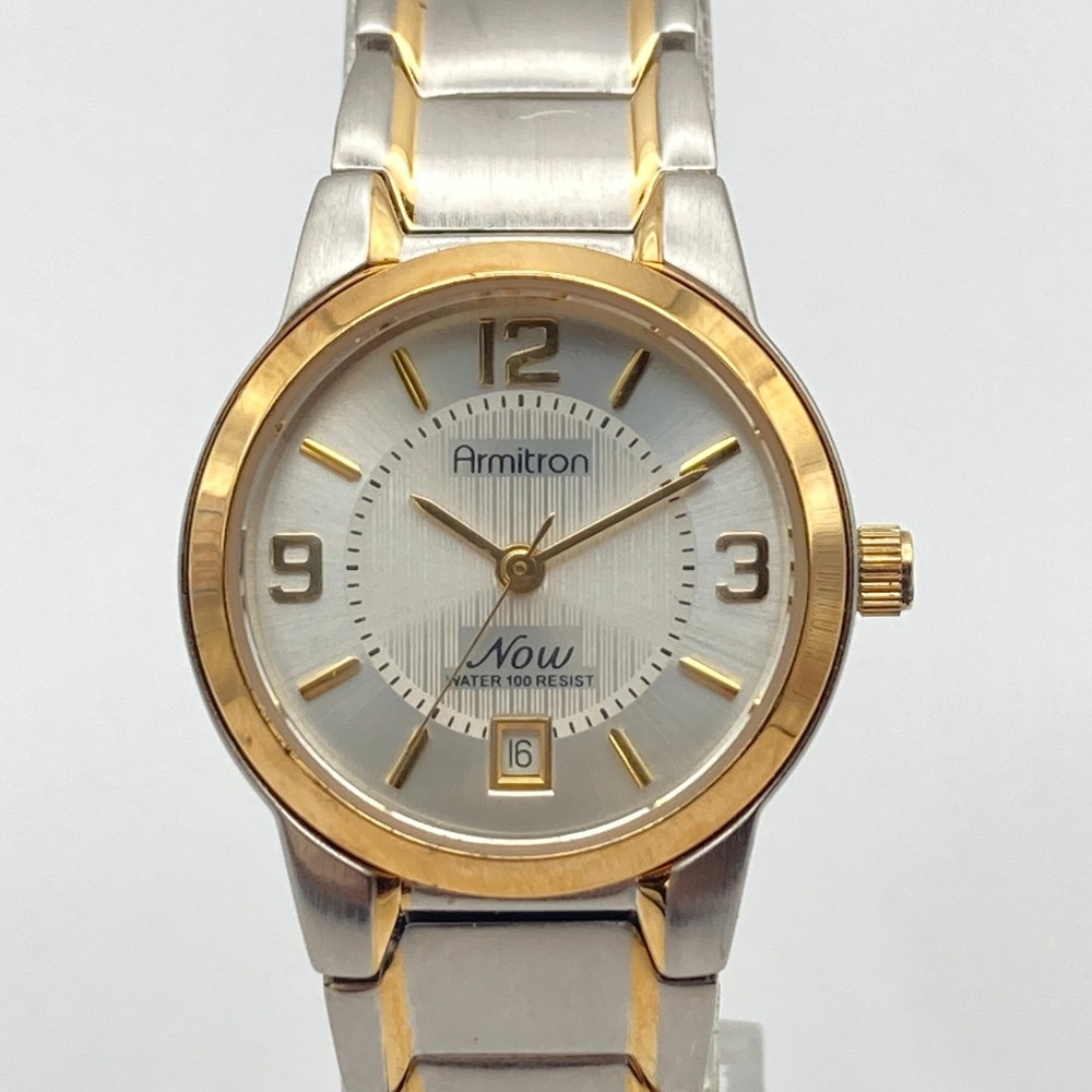 Armitron Now Women's Watch 25mm Gold Silver Two Tone Date WR 30M New Battery 7"